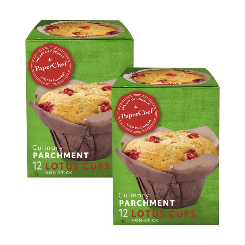 PaperChef - Parchment Lotus Baking Cups - Easy Release, Non-Stick Paper - Decorative Baking Cups, Perfect for Parties, Weddings, and Holidays - 12 count - 2 Pack - Image 1